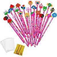 Los mejores  - JZK 24 x Lindo rosa grafito lápices de madera infantiles con goma de borrar animados para niños Favores fiesta…